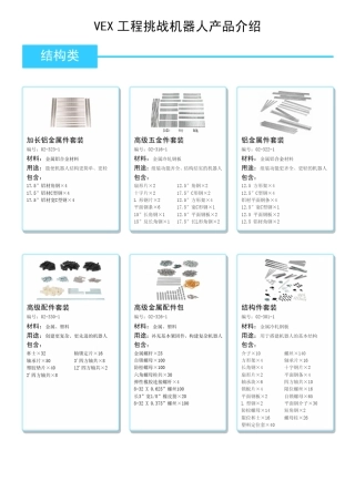 VEX产品各零件参数介绍