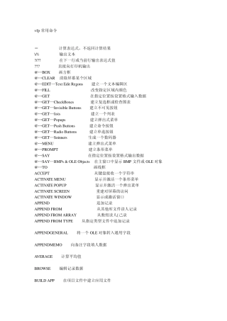 vfp常用命令