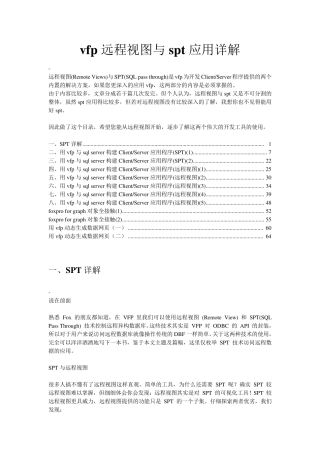 vfp远程视图与spt应用详解