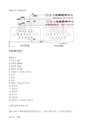 VGA接口详细接线图