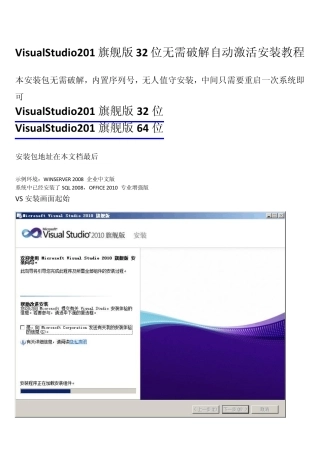 VisualStudio2010旗舰版32位无需破解自动激活安装教程