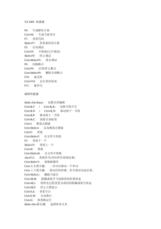visualstudio快捷键大全
