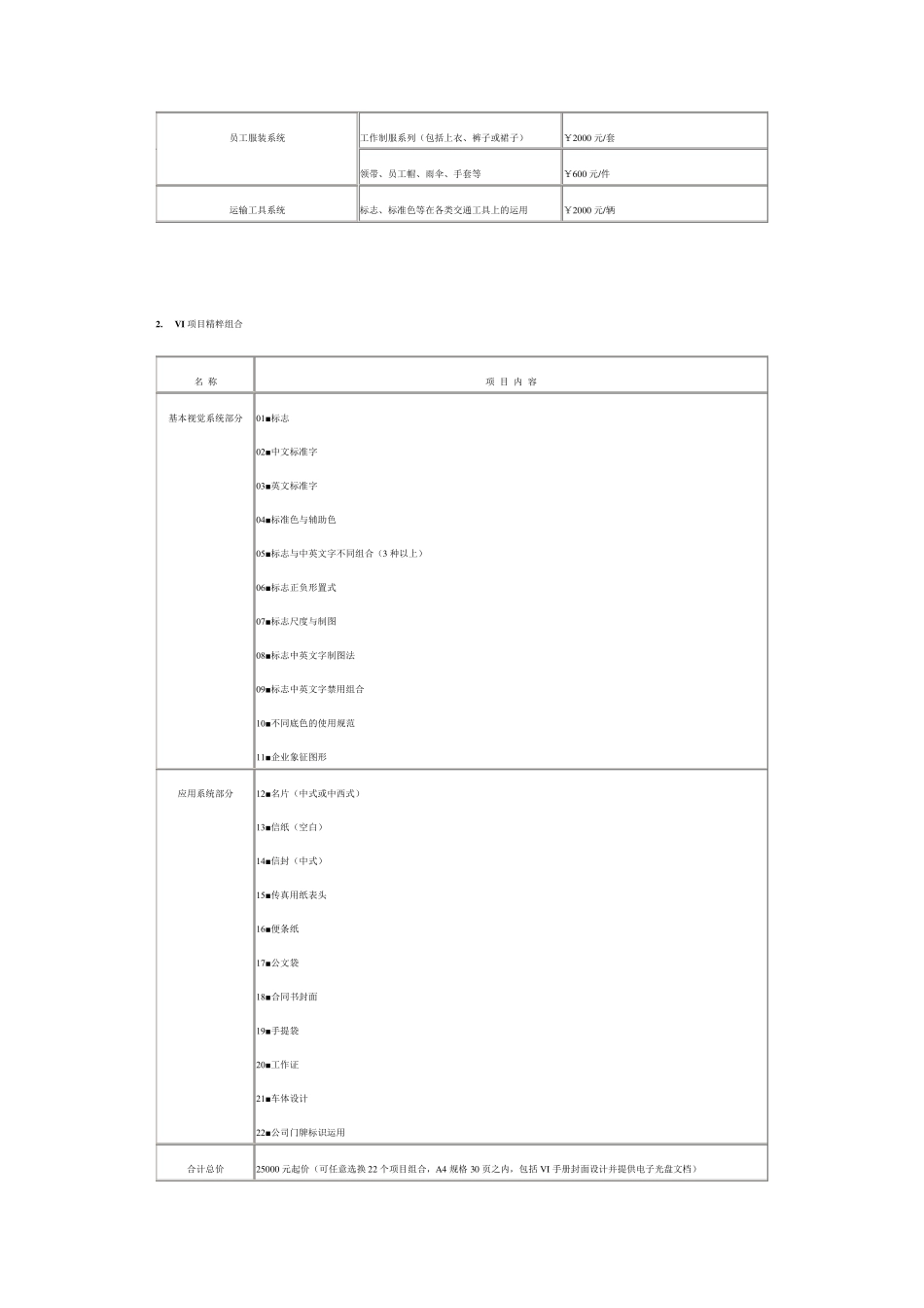 VI设计报价标准表_第2页