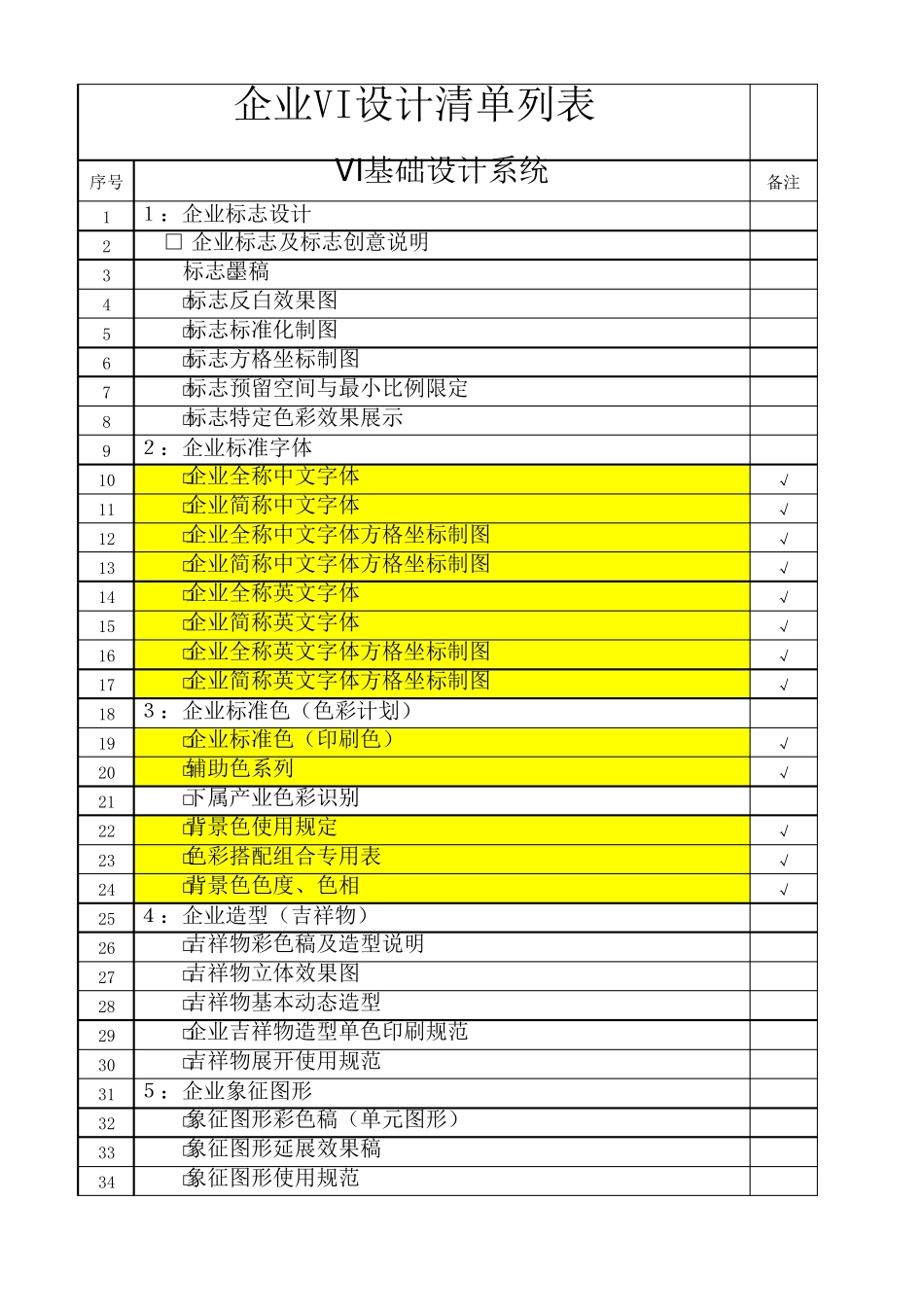 VI设计清单需求列表_第1页
