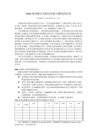 VMA系列D类音频功率放大器模块的应用