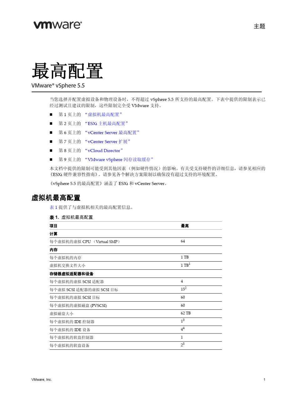 VMware_vSphere_5.5_的最高配置_第1页