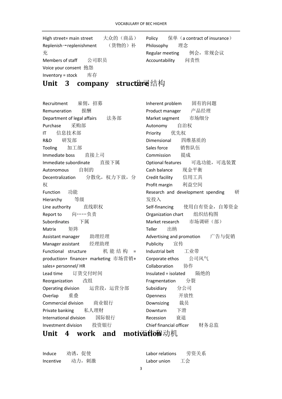 VocabularyofBEChigher剑桥商务英语高级词汇整理_第3页