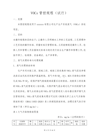VOCs管控规程
