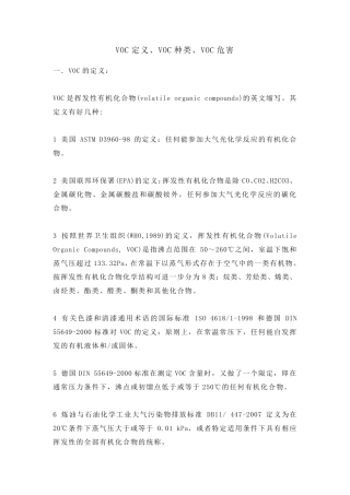 VOC定义、VOC种类、VOC危害