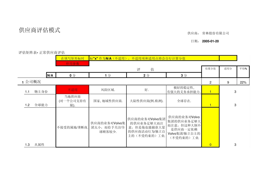 VOLVO供应商评估模式计分体系翻译稿_第1页