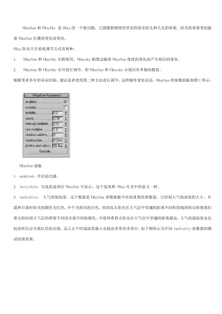 VRaySun阳光、VRaySky天光详解