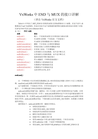 VxWorks中END与MUX接口详解