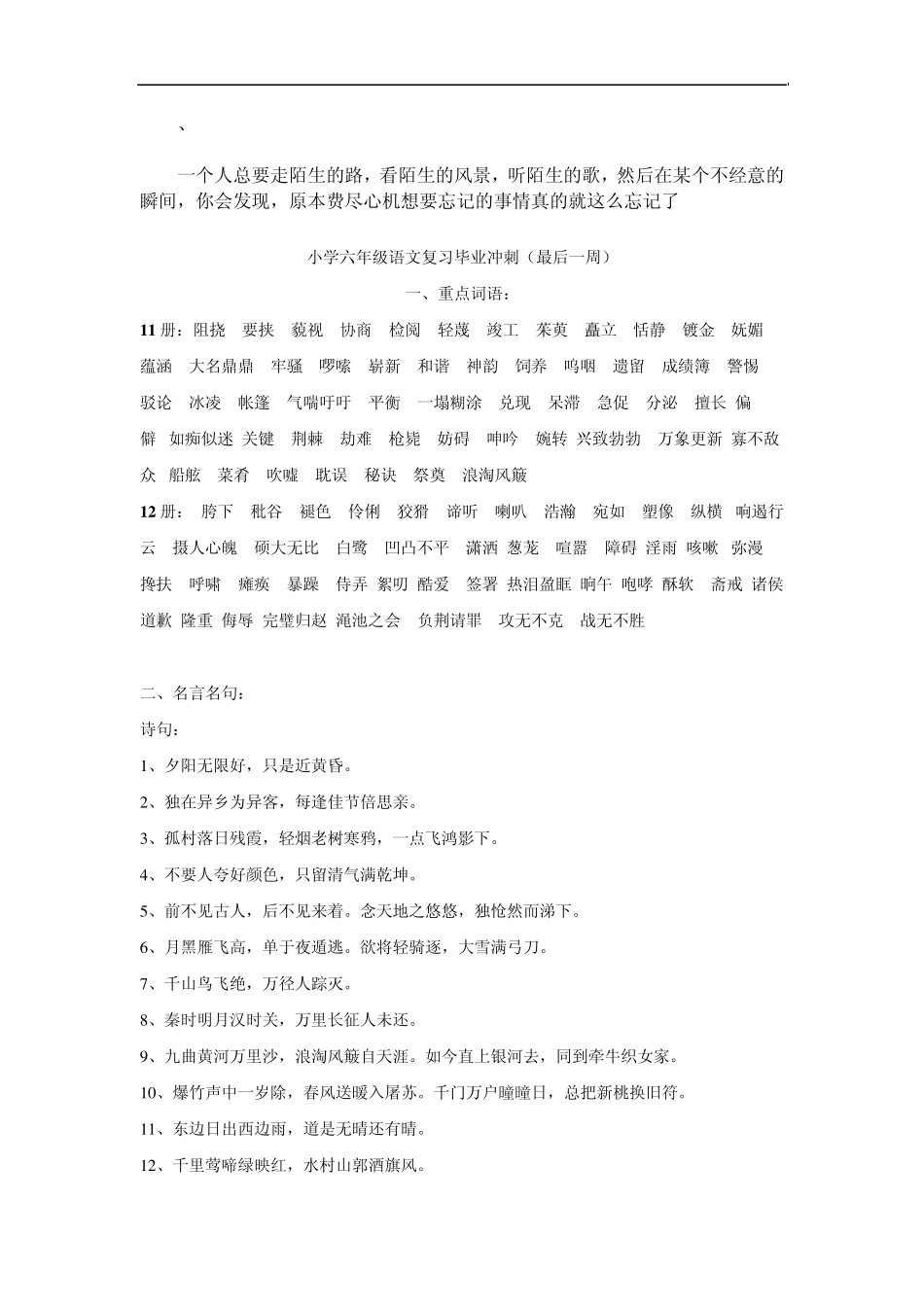 vzcoxm小_学六年级语文复习毕业冲刺_第1页