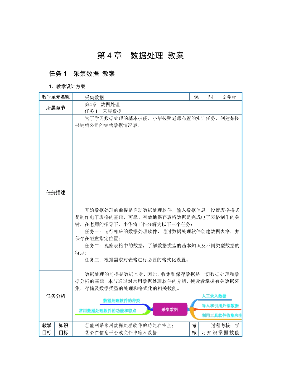 中职《信息技术》教学设计第4章任务1采集数据_第1页