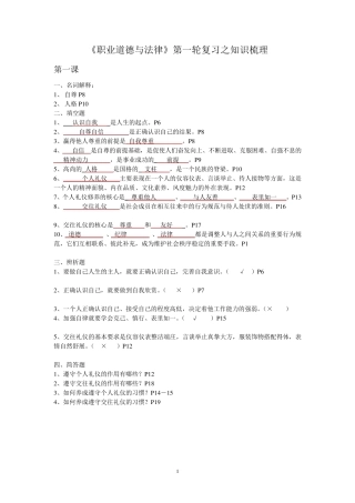 中职《职业道德与法律》复习之知识梳理