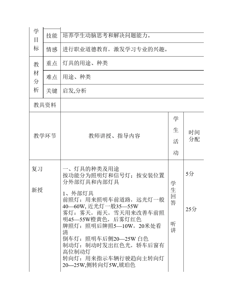 中职汽车电气设备构造与维修教案_第2页
