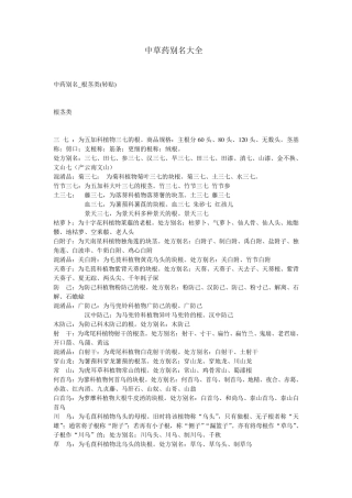 中草药别名大全