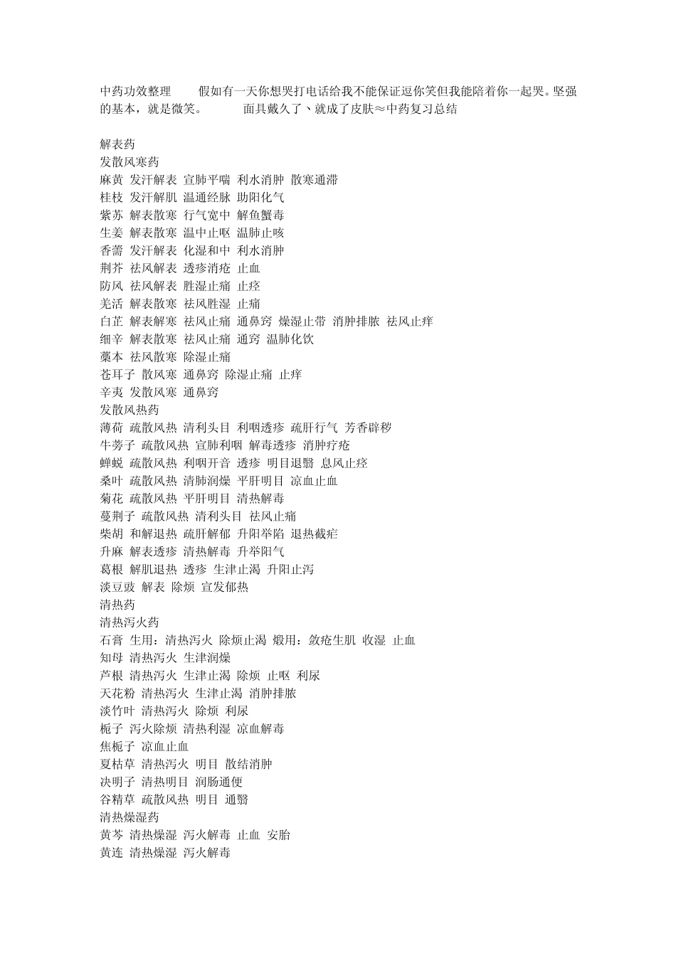 中药功效整理_第1页