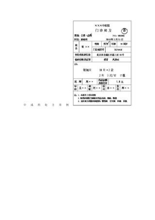 中药处方格式及书写规范