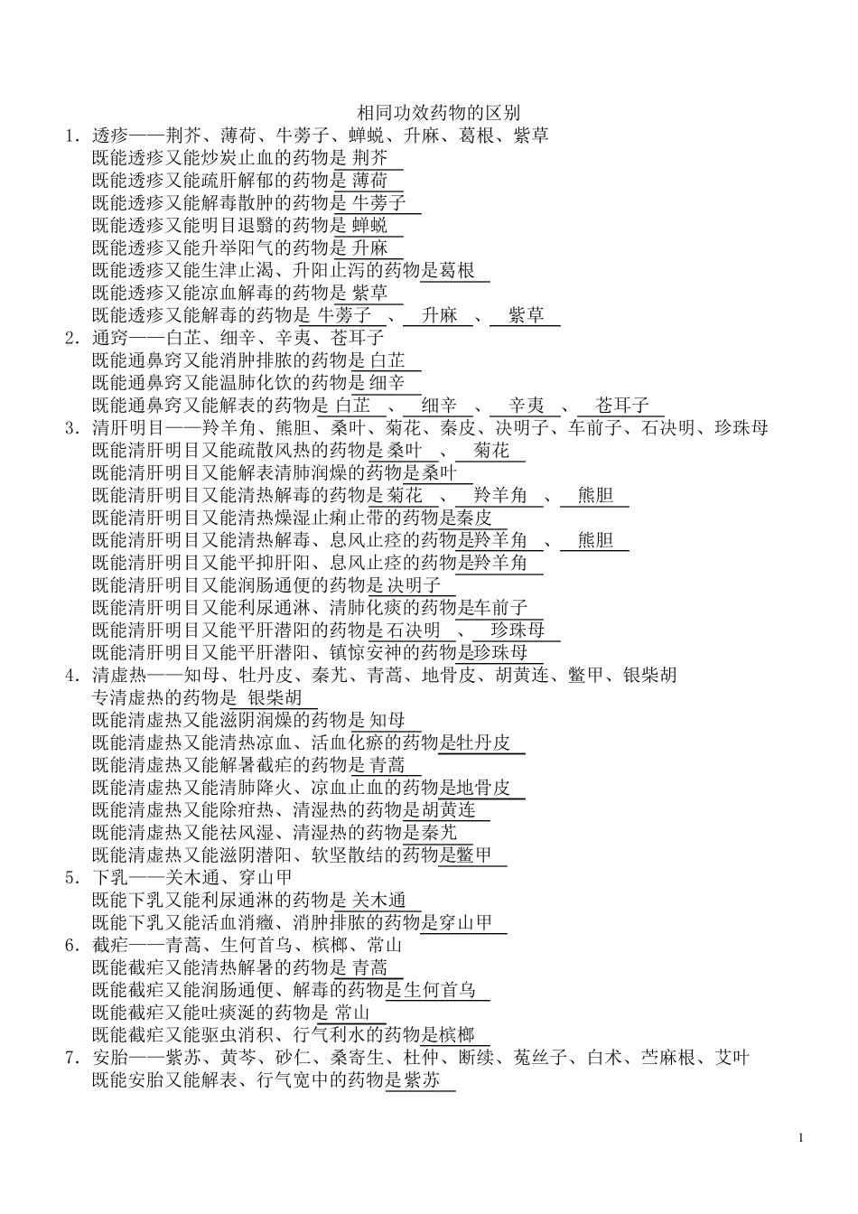 中药归纳总结_第1页