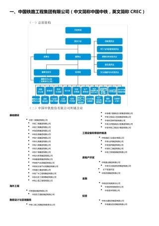 中铁、中铁建、中电建、中交、中建、铁总架构