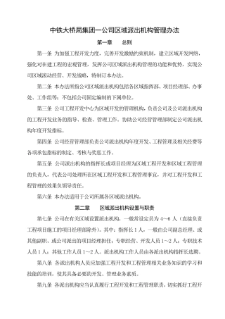 中铁大桥局集团一公司区域开发管理办法
