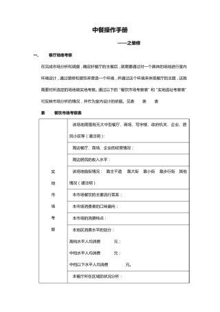 中餐操作手册之装修