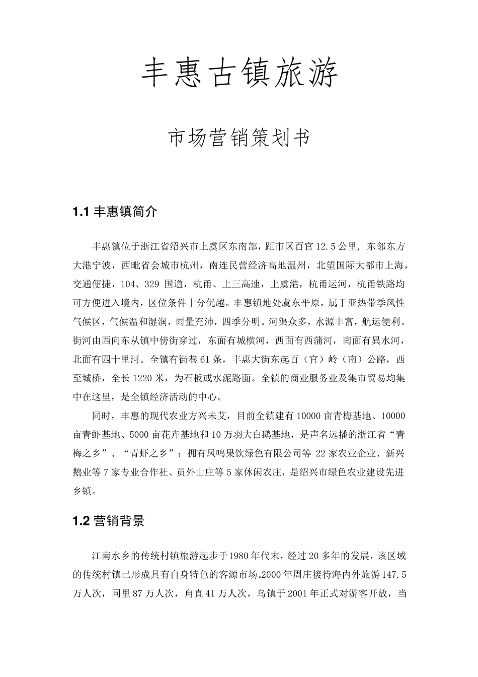 丰惠镇旅游营销策略_第1页