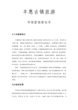 丰惠镇旅游营销策略
