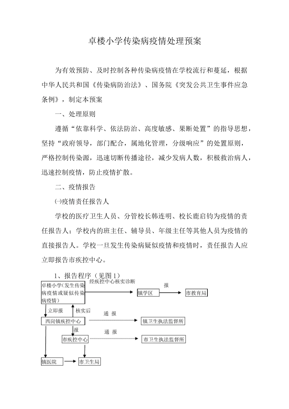 学校传染病疫情应急处理预案_第1页