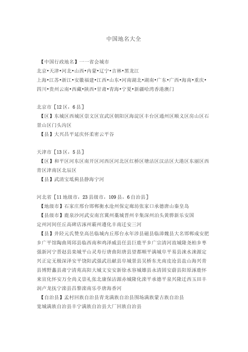 中国地名大全_第1页
