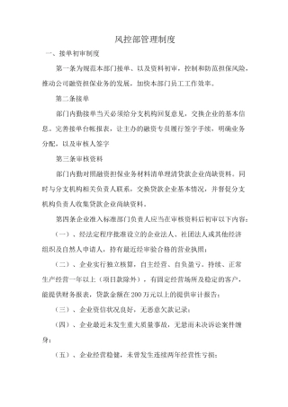 风控管理制度范本