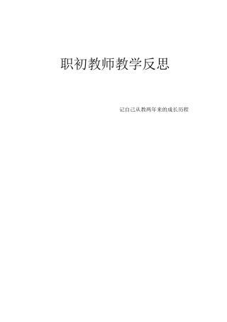 职初教师教学反思
