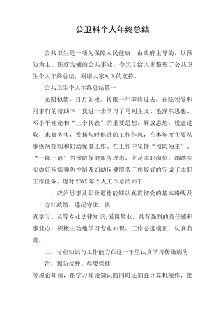 公卫科个人年终总结