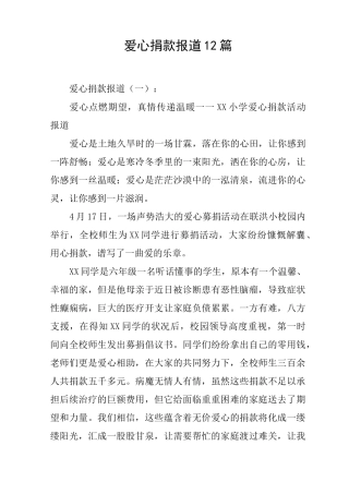 爱心捐款报道12篇