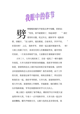 我眼中的春节