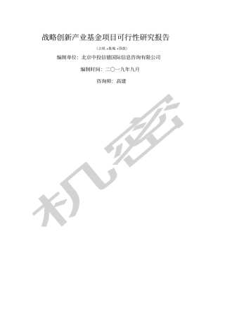 战略创新产业基金项目可行性研究报告