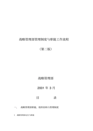 战略管理职能和工作流程