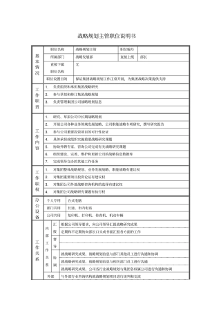战略规划主管职位说明书