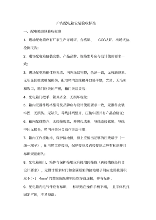 户内配电箱安装验收标准