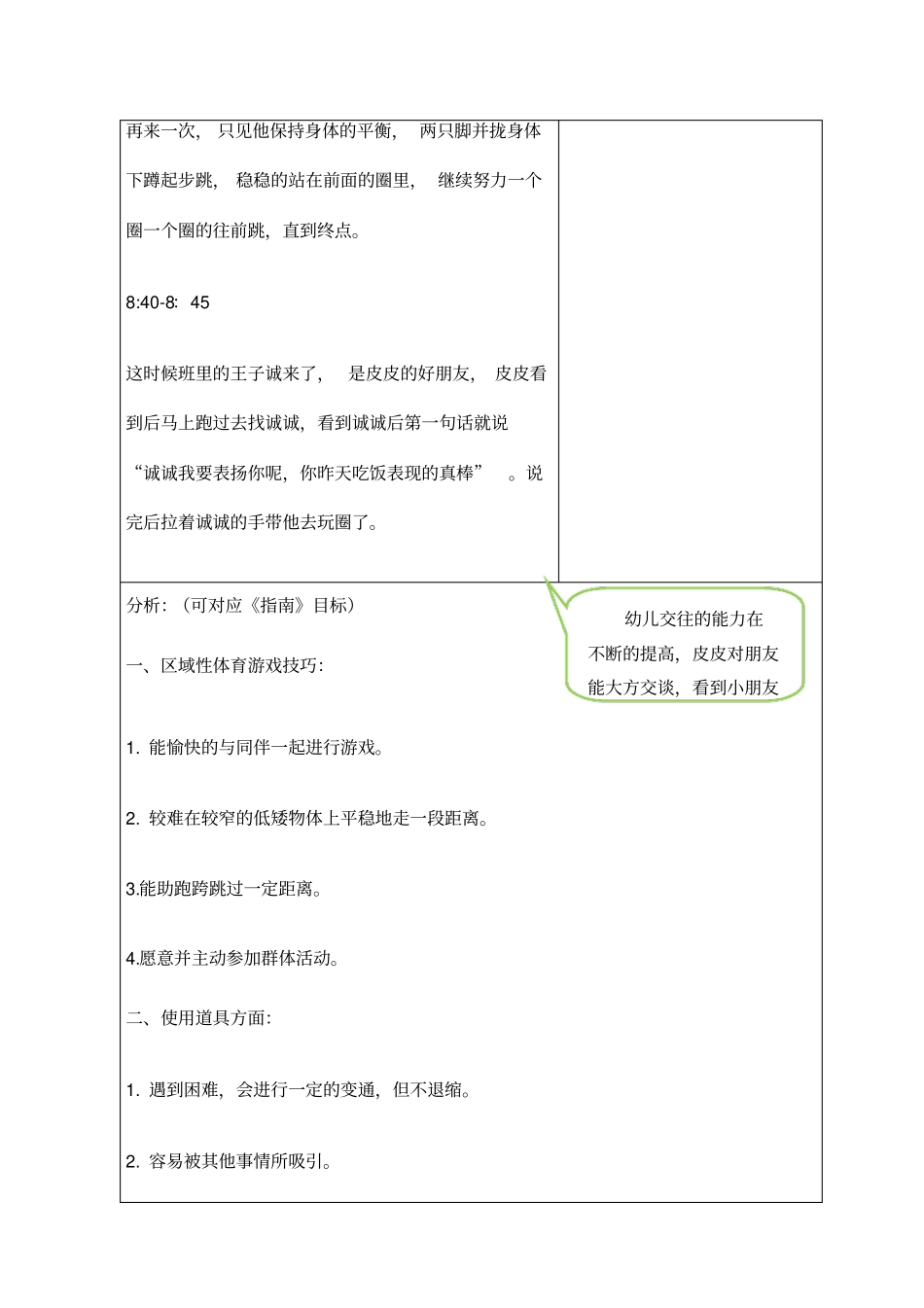 户外活动区域性体育游戏观察记录表_第2页