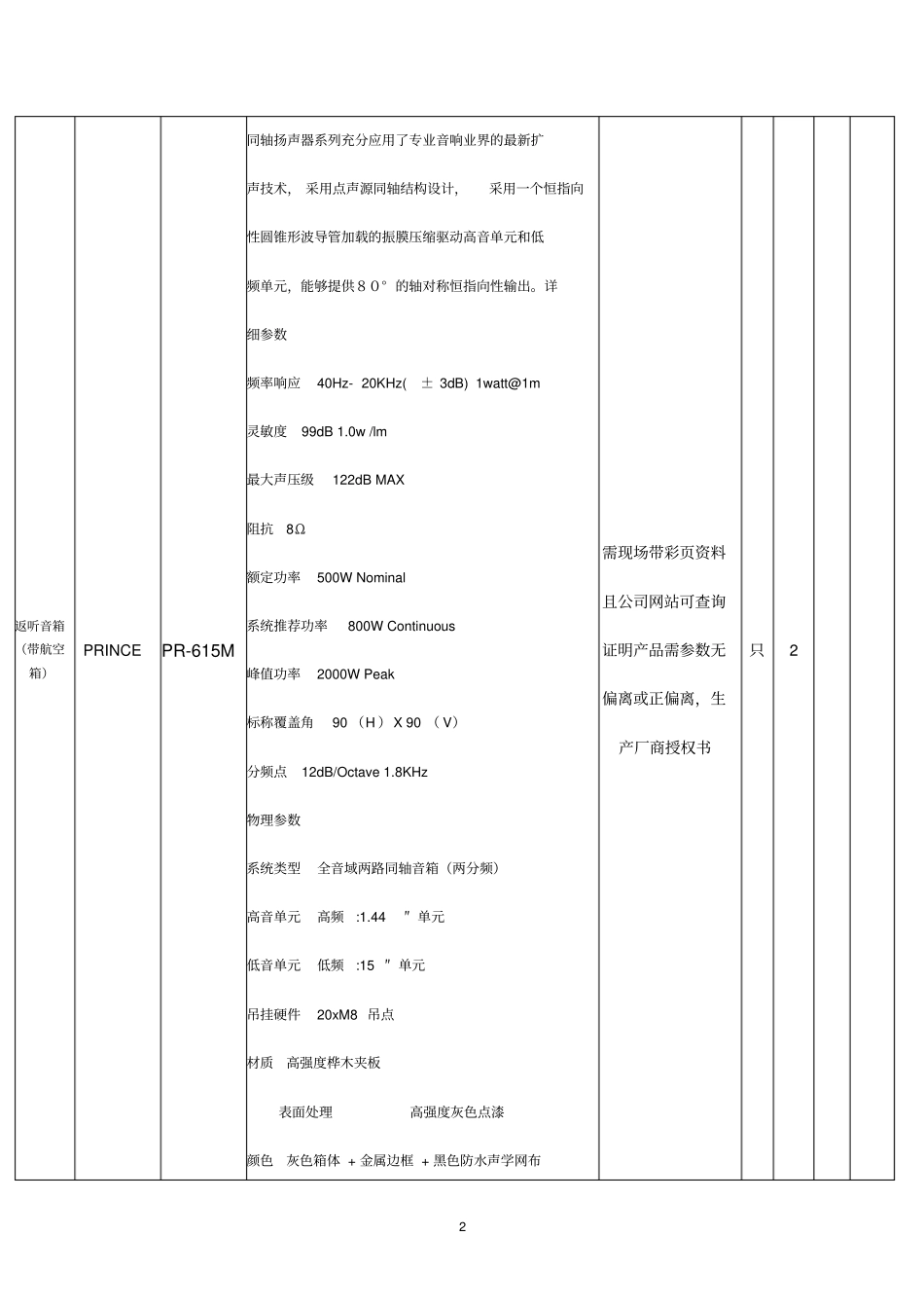 户外演出设备明细表_第2页