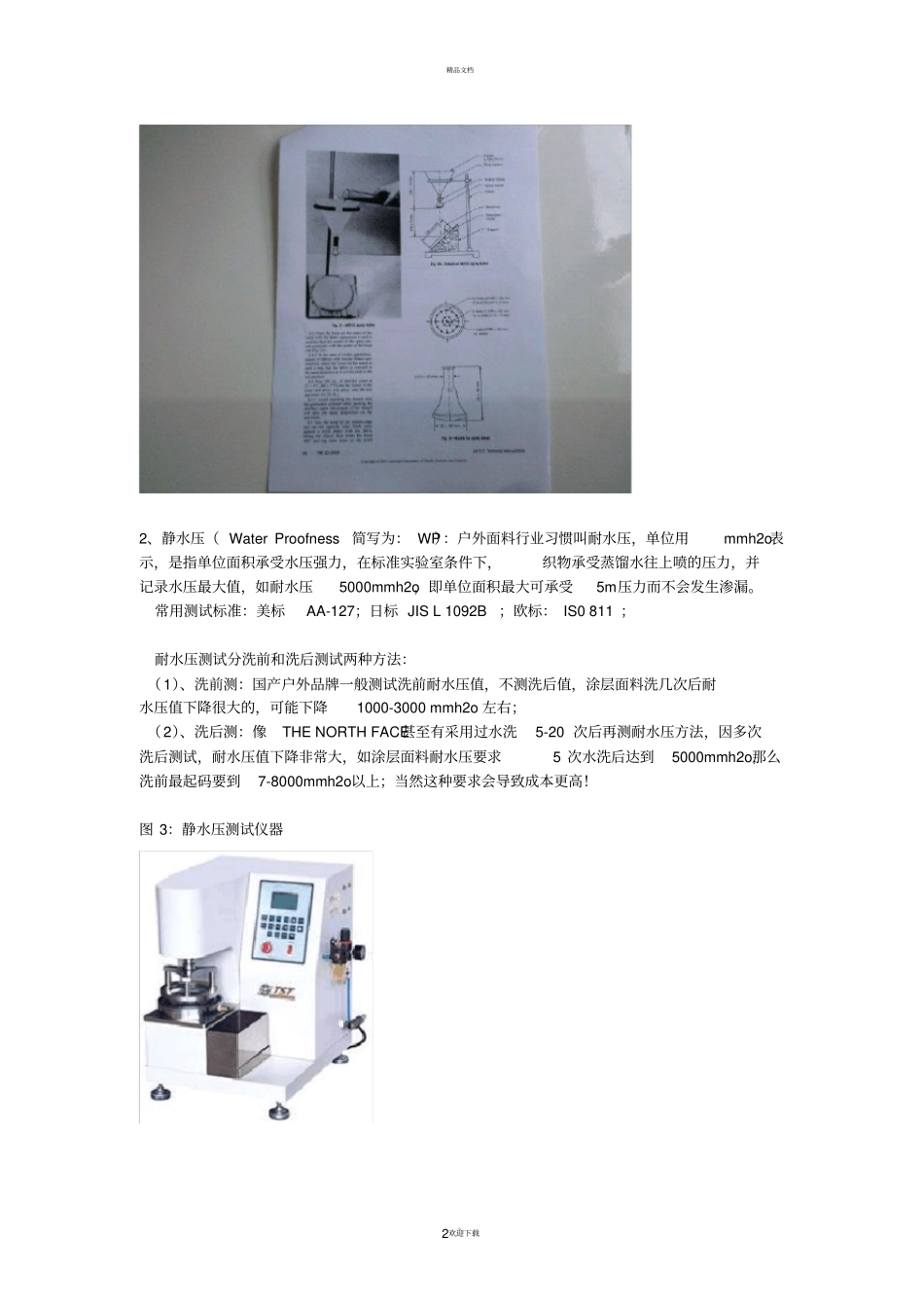 户外面料防水、静水压、透湿、透气的具体含义和测试方法_第2页