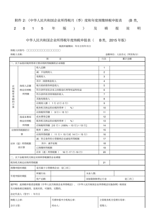 所得税年B类报表核定征收企业用