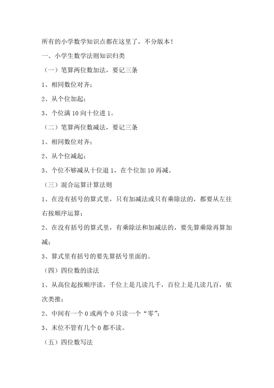 所有的小学数学知识点都在这里了_第1页