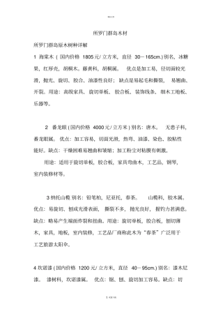 所罗门群岛木材介绍及价格