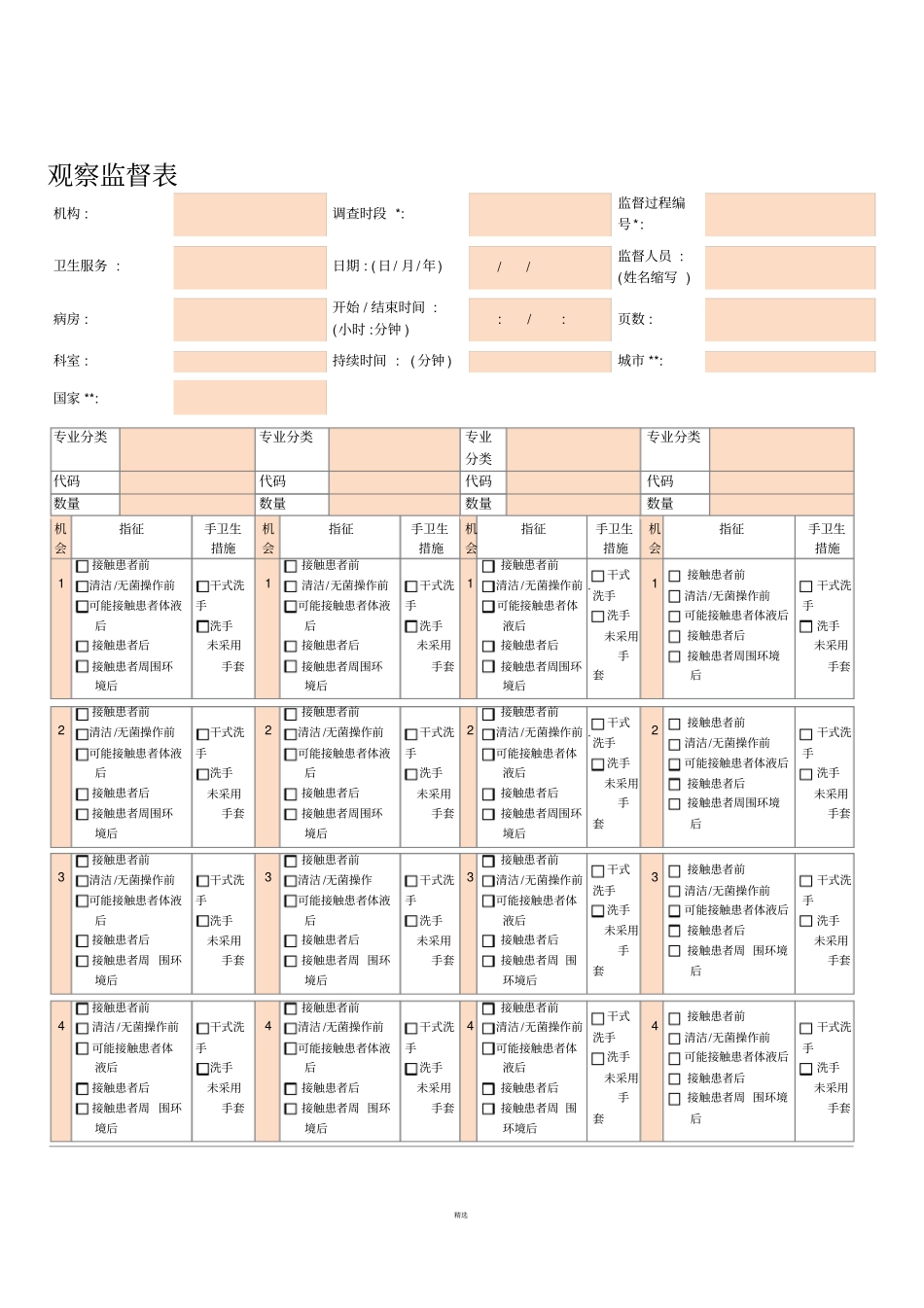 手卫生依从性监测表_第1页