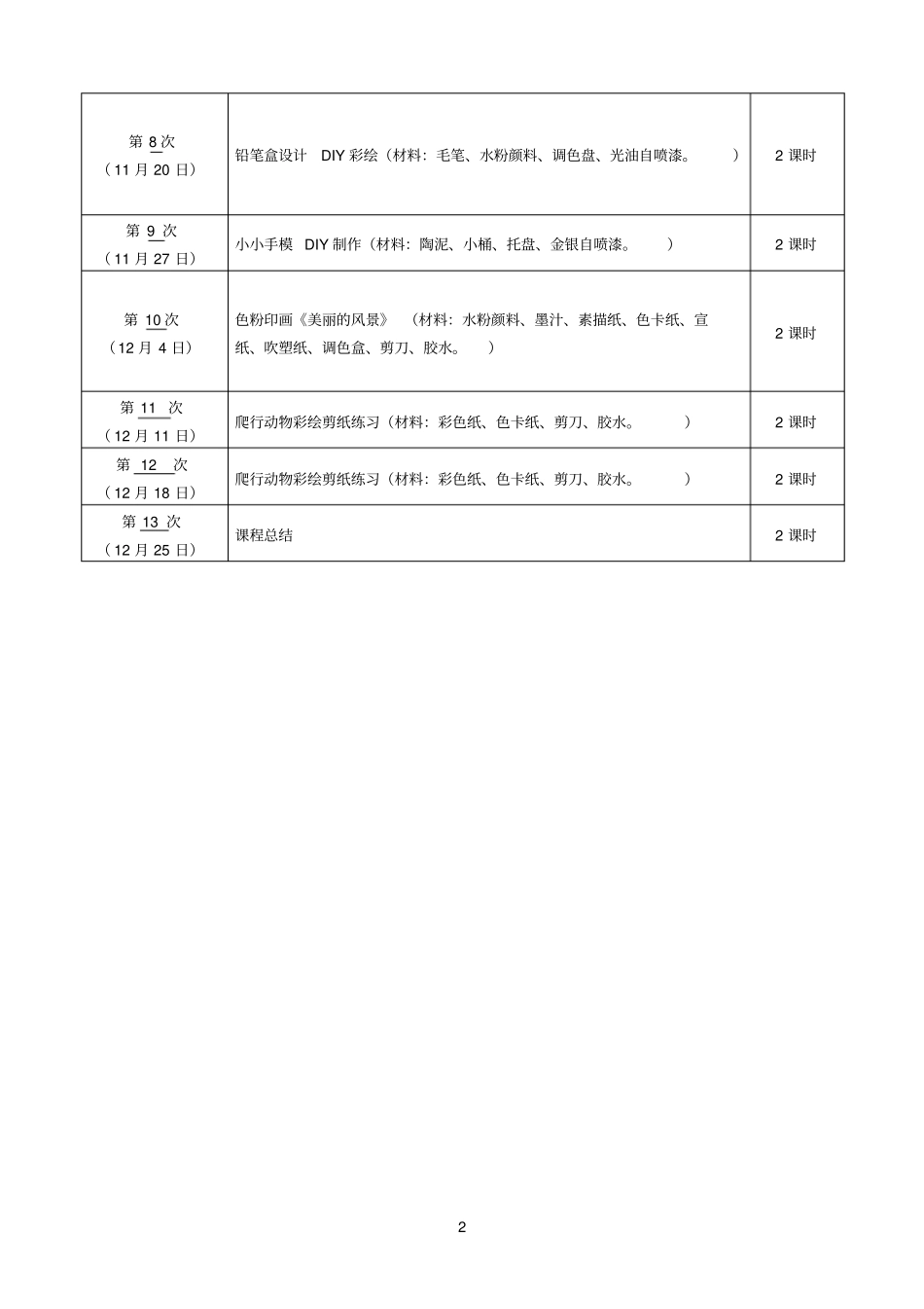 手工DIY制作教学计划_第2页