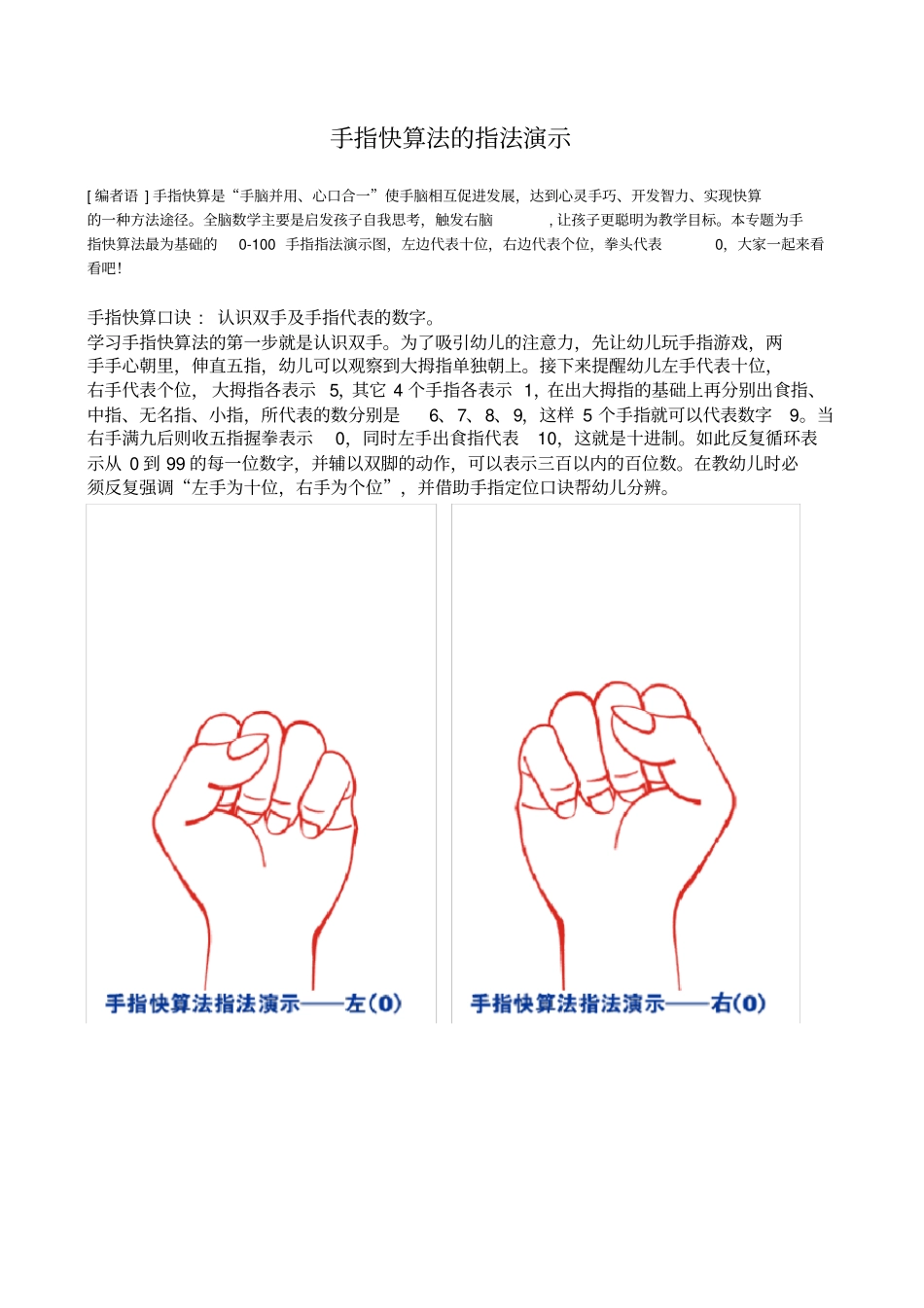 手指快算法的指法演示图_第1页