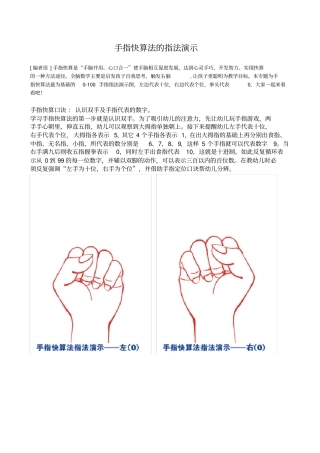 手指快算法的指法演示图